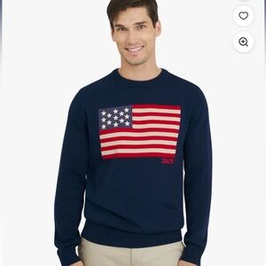 NWT Chaps Men's Navy American Flag Crewneck Sweater 100% cotton